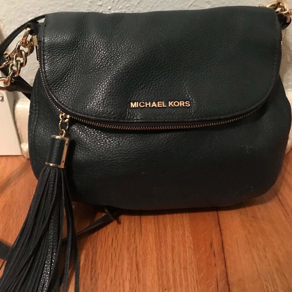 Michael Kors Navy blue and gold crossbody purse